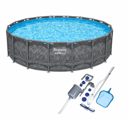 Bestway 5.49m x 1.32m APX365 Round Pool Set - with Sand Filter - 26,000L +Bestway Deluxe Maintenance Kit – 279cm Free
